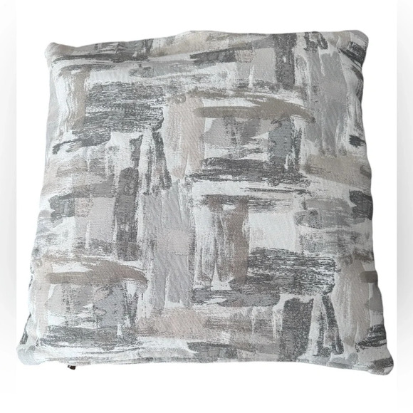 High end woven canvas neutral beige gray strokes throw decorative pillow covers - Picture 2 of 4